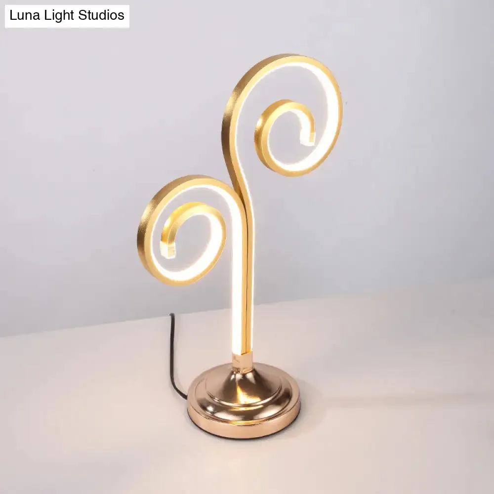 Modern Acrylic LED Night Table Lamp with Curved Design and Gold Finish - Warm/White Lighting