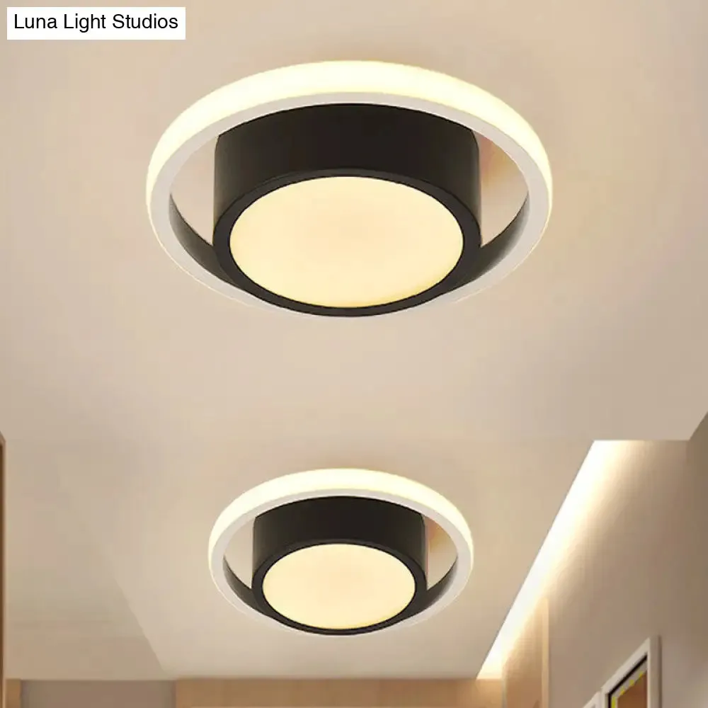 Modern LED Flush Mount Ceiling Light in Black and White with Warm Illumination for Living Room