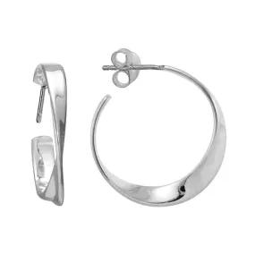 Mountz Collection Contemporary Twist Hoop Earrings in Sterling Silver