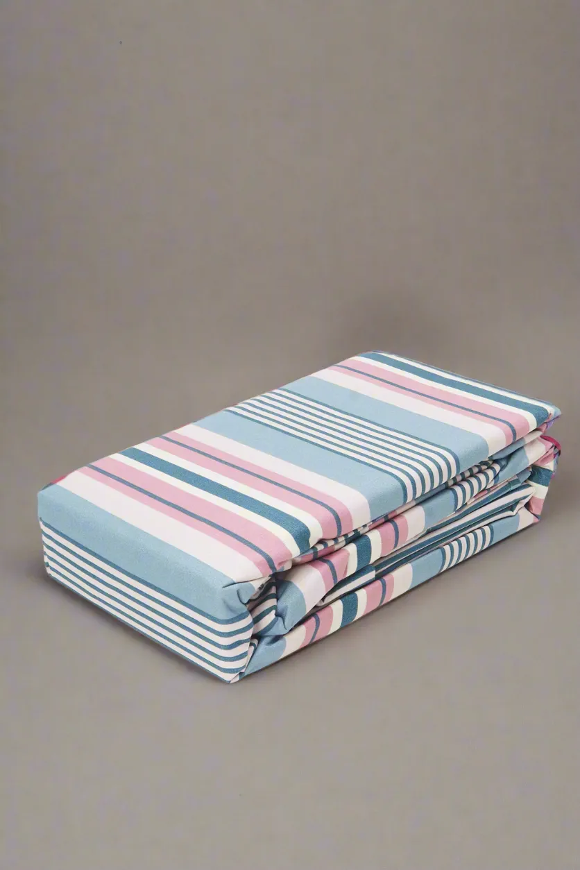 Multicolour Striped 2-Piece Flat Sheet (Single Size)