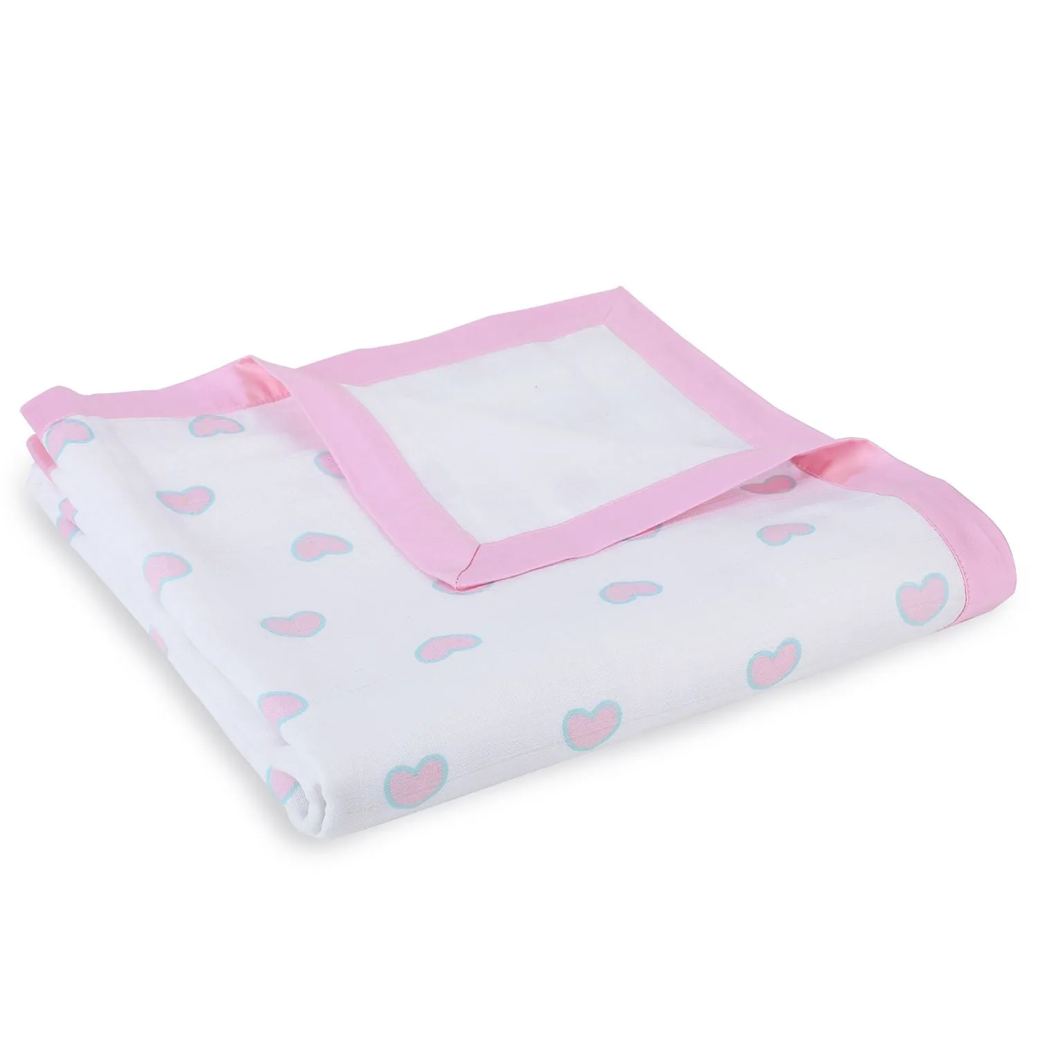 Muslin Blanket - 4 Layered - Heart Print