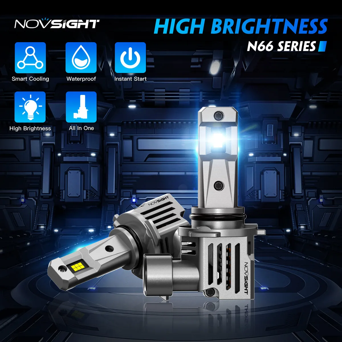 N66 Pro Series Wireless | 9005 H11 Combo LED Bulbs Perfect Beam 80W 18000LM 6500K White | 4 Bullbs