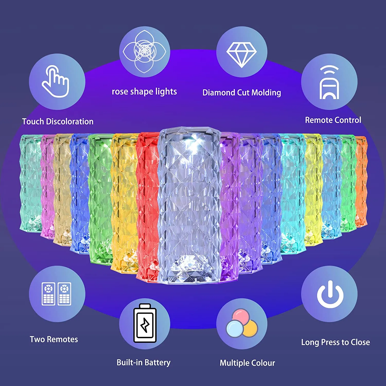 (NET) Crystal Lamp LED Rechargeable Touch Night Light  Home Decor Creative Lights