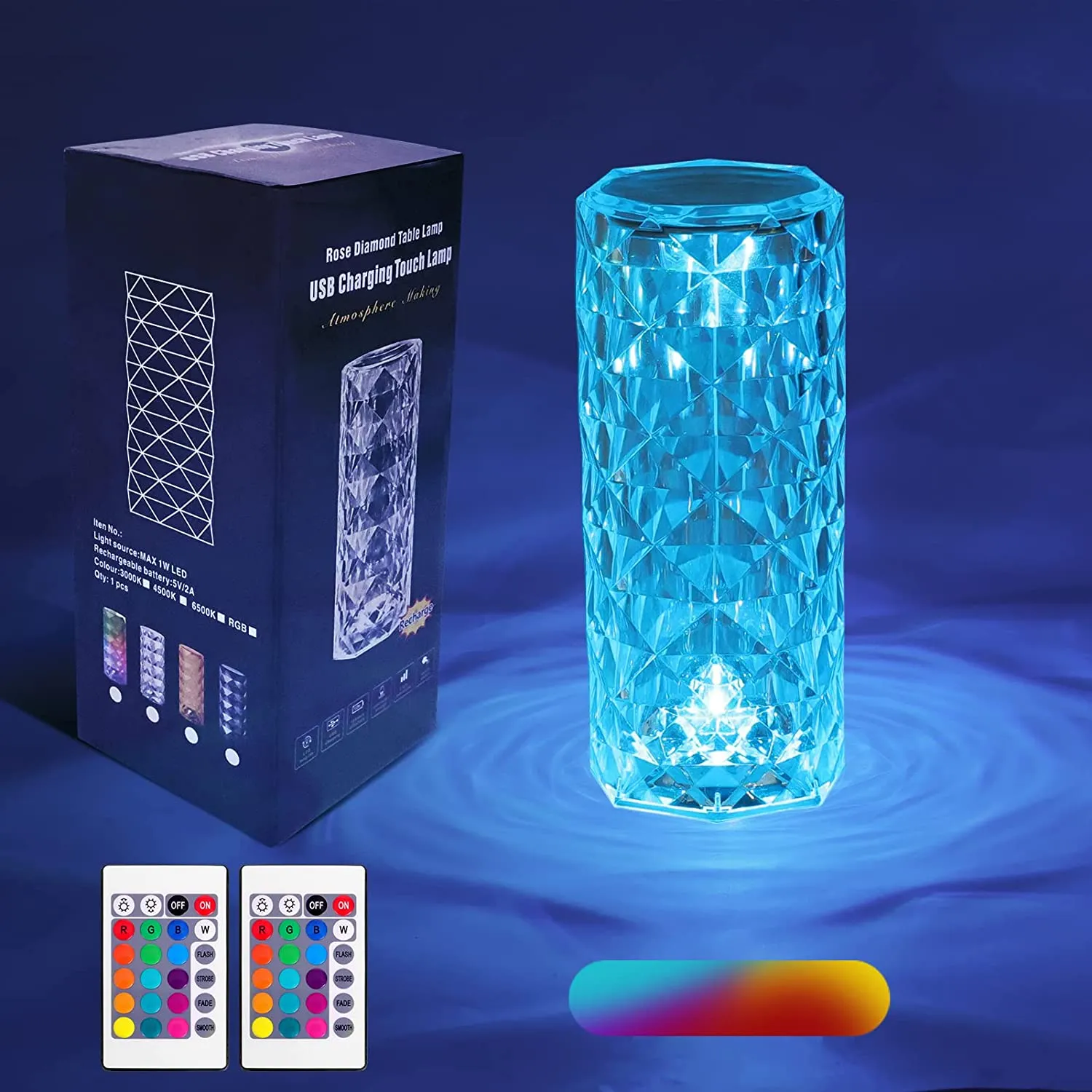 (NET) Crystal Lamp LED Rechargeable Touch Night Light  Home Decor Creative Lights