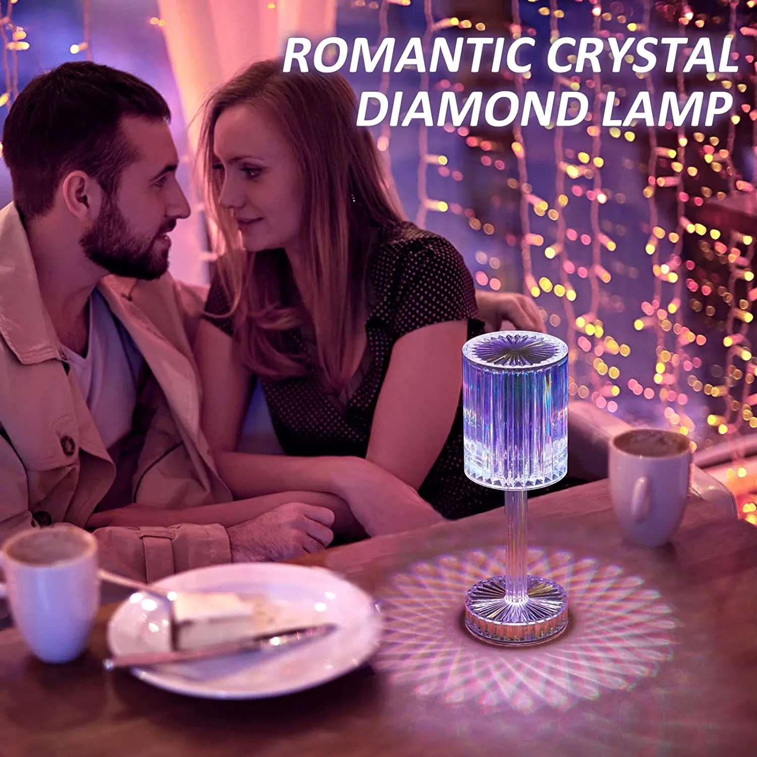 (NET) Crystal Lamp16 Color Changing Touch Lamp Rechargeable Diamond Table Lamp for Bedroom Living Room / 473248