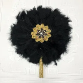 One-Sided Feather Hand Fan Wedding African Fan