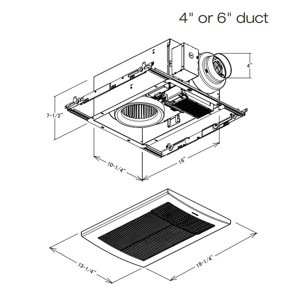 Panasonic WhisperWarm DC, Ceiling Exhaust Fan, Heater, 50/80/110 CFM