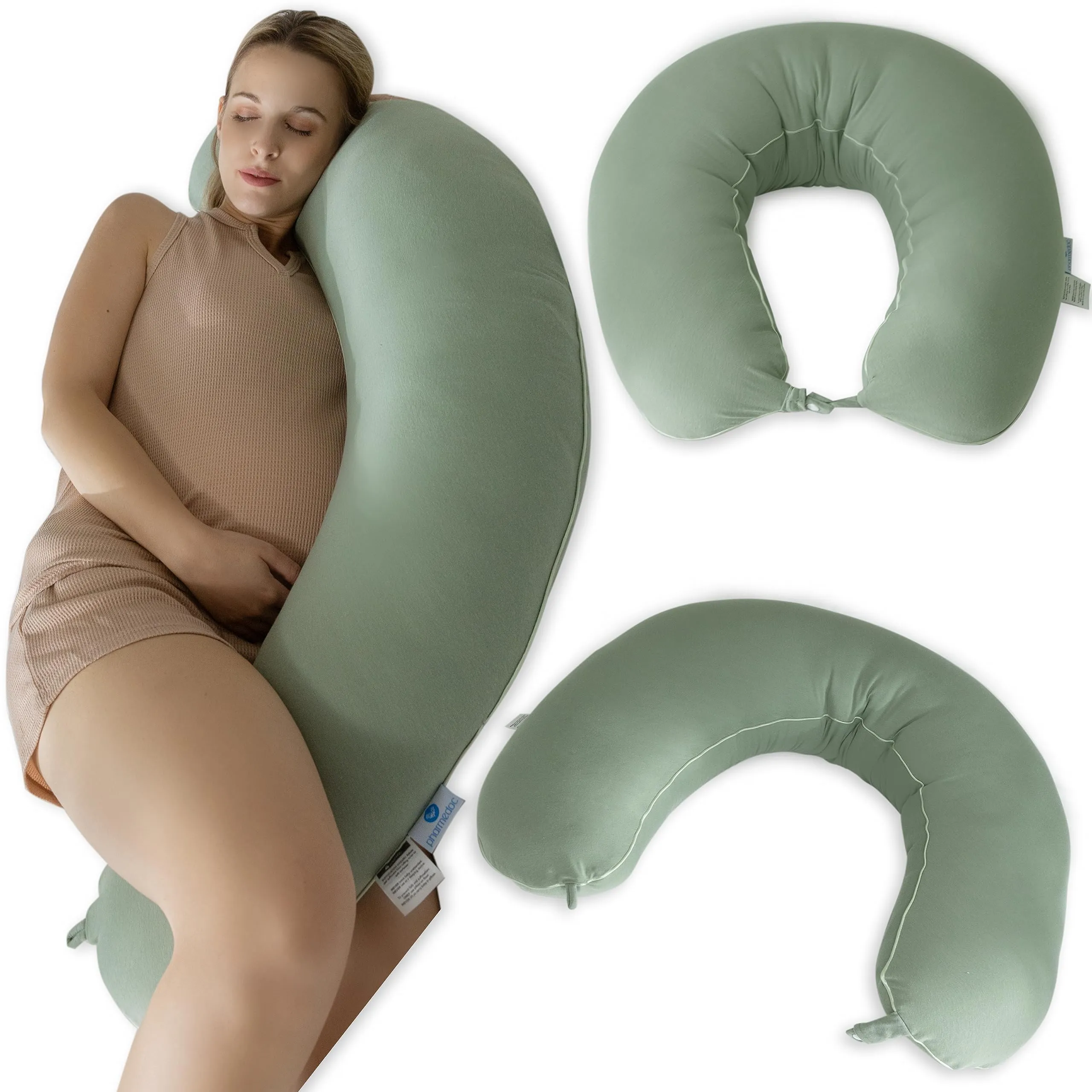 Pharmedoc Body Pillow for Adults - Side Sleeper Pillow – Maternity and Pregnancy Pillow - Nursing Pillow for Breastfeeding - Pregnancy Must Haves