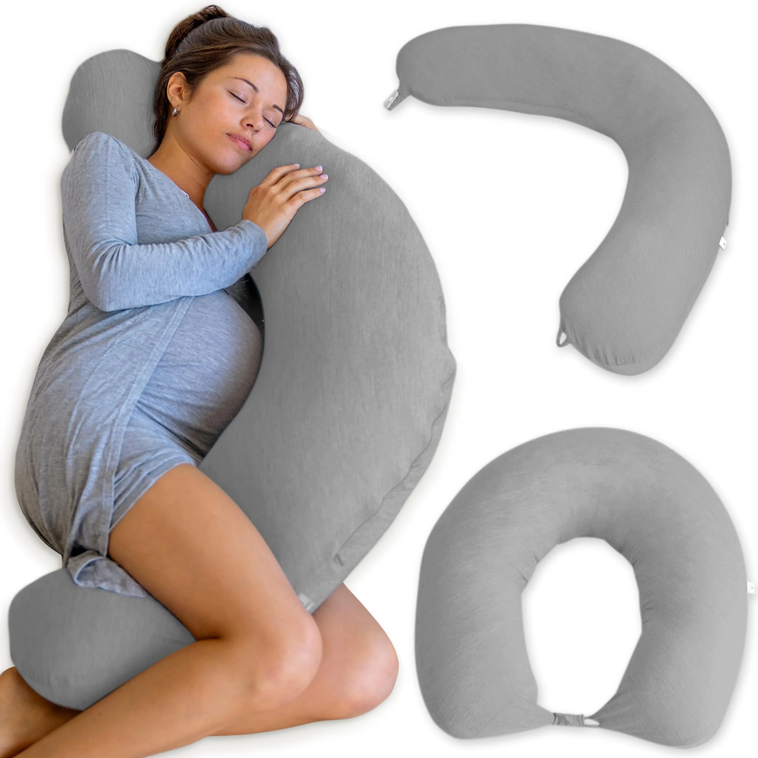 Pharmedoc Body Pillow for Adults - Side Sleeper Pillow – Maternity and Pregnancy Pillow - Nursing Pillow for Breastfeeding - Pregnancy Must Haves