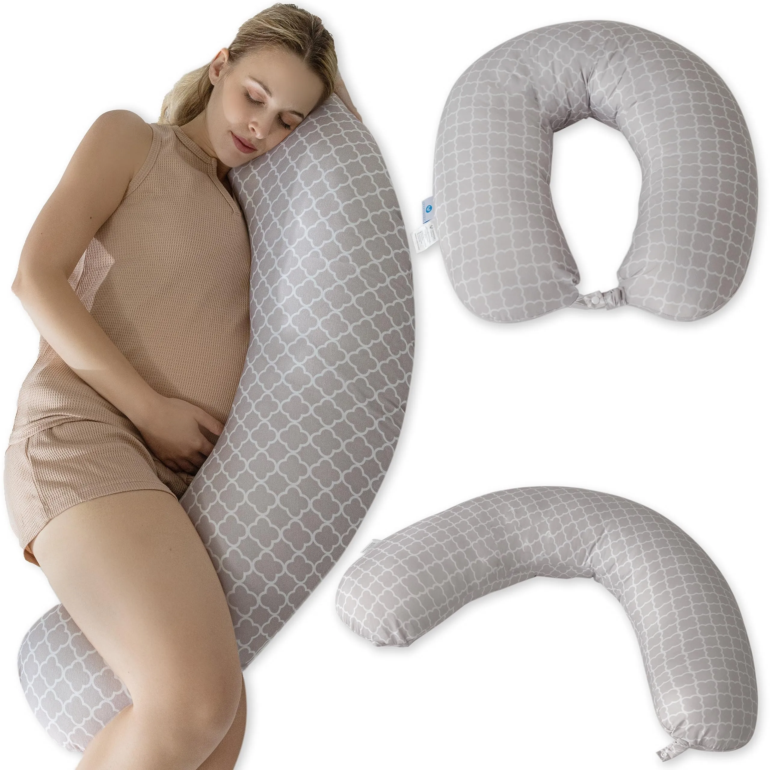 Pharmedoc Body Pillow for Adults - Side Sleeper Pillow – Maternity and Pregnancy Pillow - Nursing Pillow for Breastfeeding - Pregnancy Must Haves