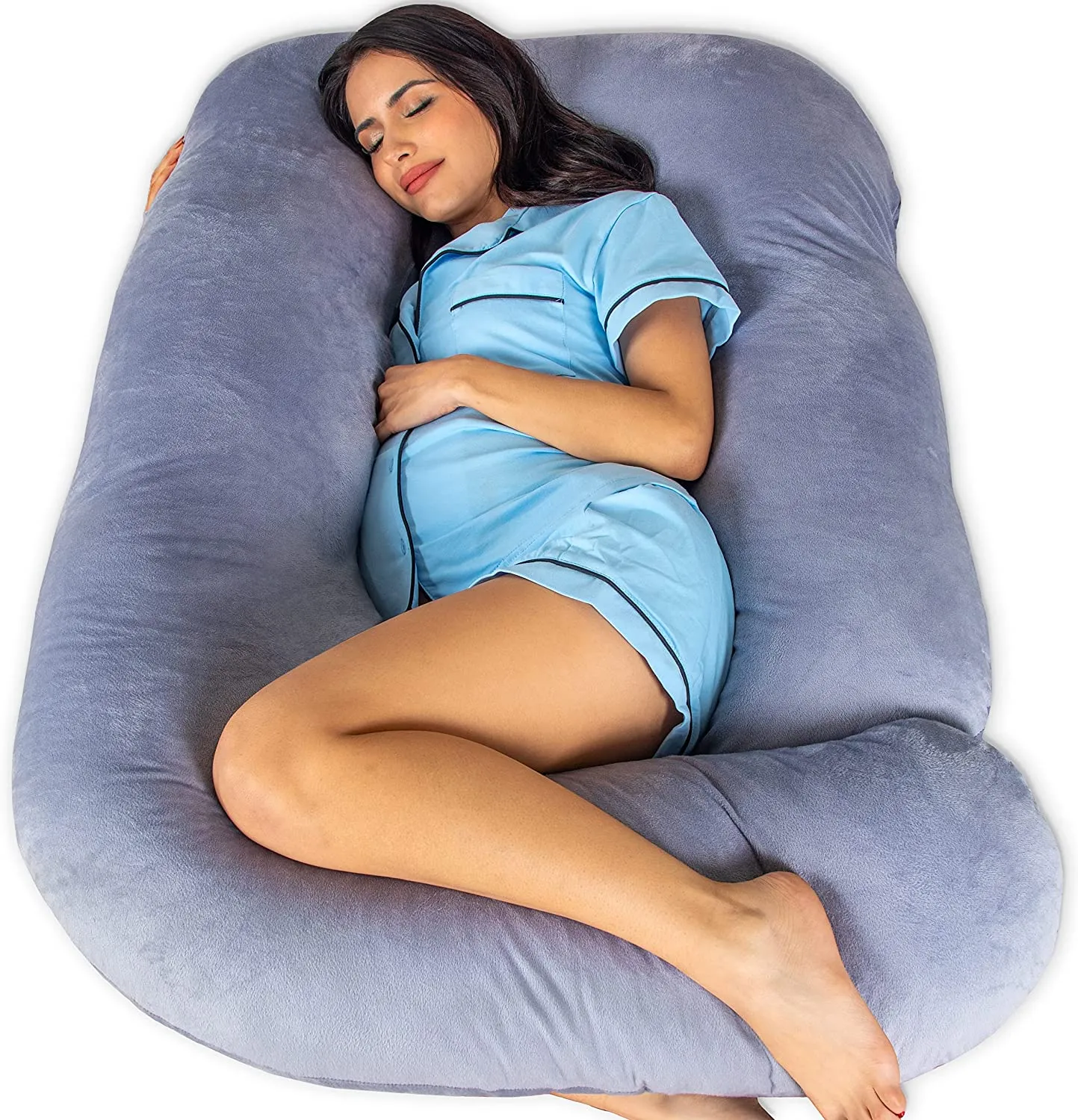 Pharmedoc Pregnancy Pillows, U-Shape Full Body Pillow - Jumbo Size Grey