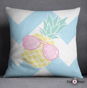 Pineapple with Pink Aviators on Chevron Throw Pillow