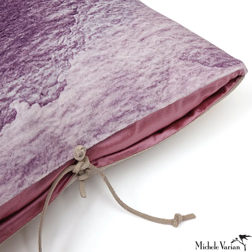 Printed Velvet Pillow Smudge Lilac 12x22