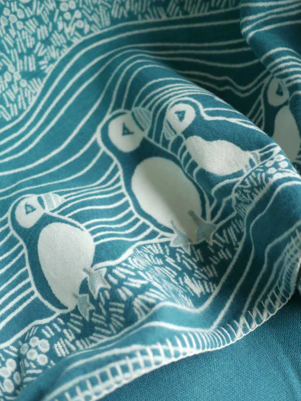 Puffins Bass Rock Brushed Cotton Children's Blanket by Oscha