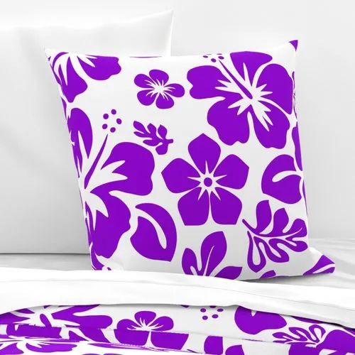 Purple and White Hawaiian Hibiscus Flowers Euro Pillow Sham