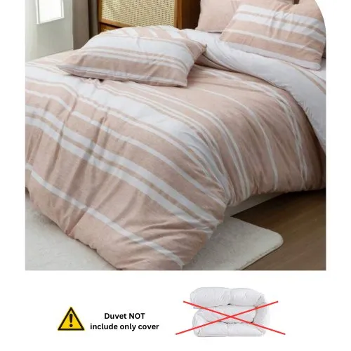 Queen size 6 pieces, Coral Stripe Design Duvet cover set.