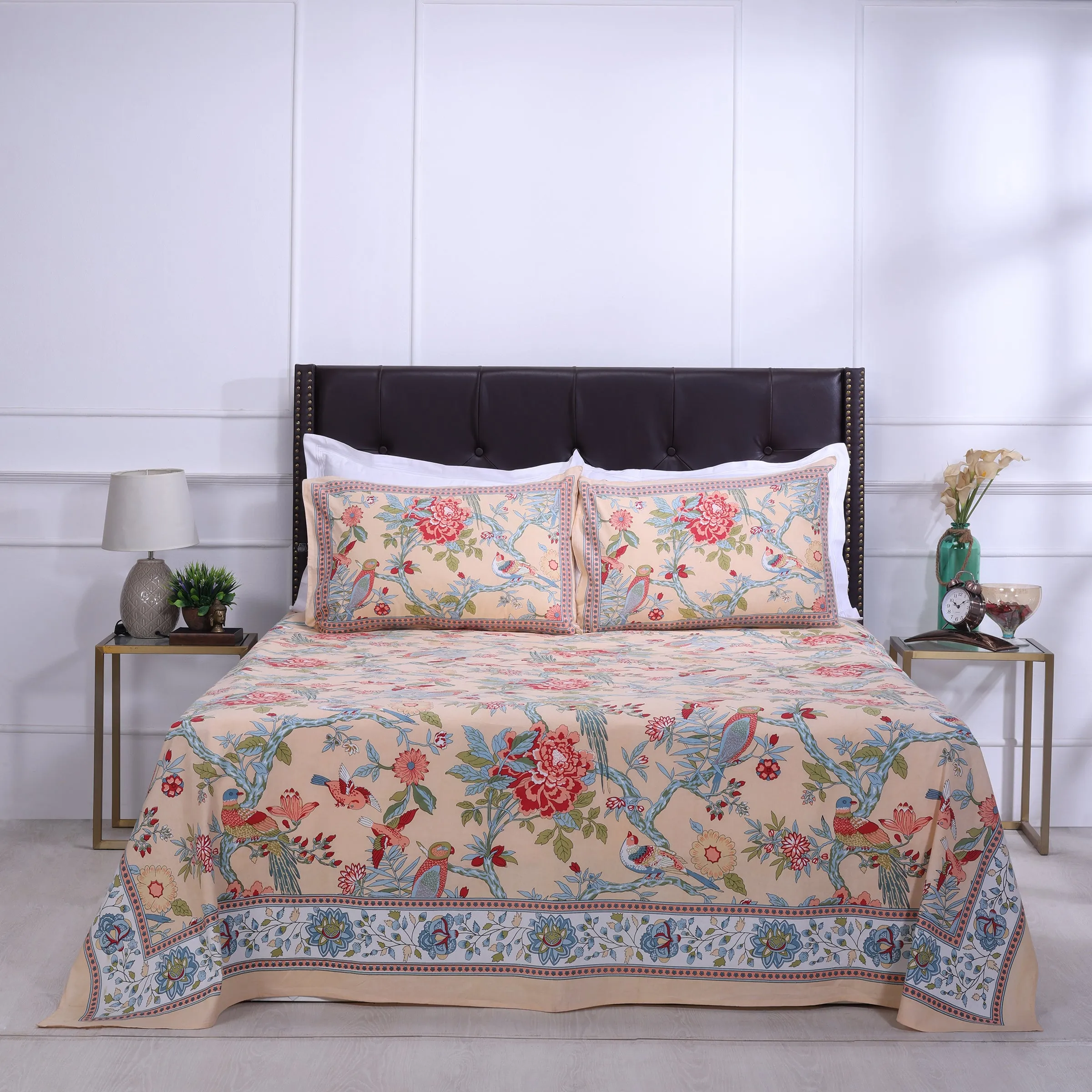 Rama Paisley Orange Cotton Bedsheet