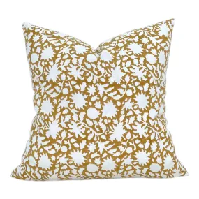 READY TO SHIP Mili Block Floral Pillow Cover in Mustard