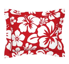 Red and White Hawaiian Hibiscus Flowers Pillow Sham