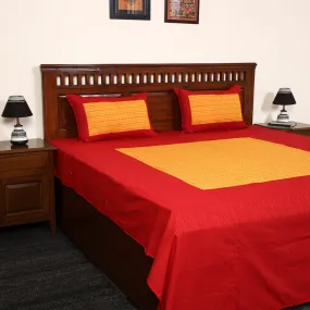 Red - Jacquard Patchwork Cotton Double Bed Cover with Pillow Covers (108 x 83 in) 18