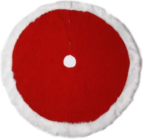 Red Knit Christmas Tree Skirt - 48" Diameter