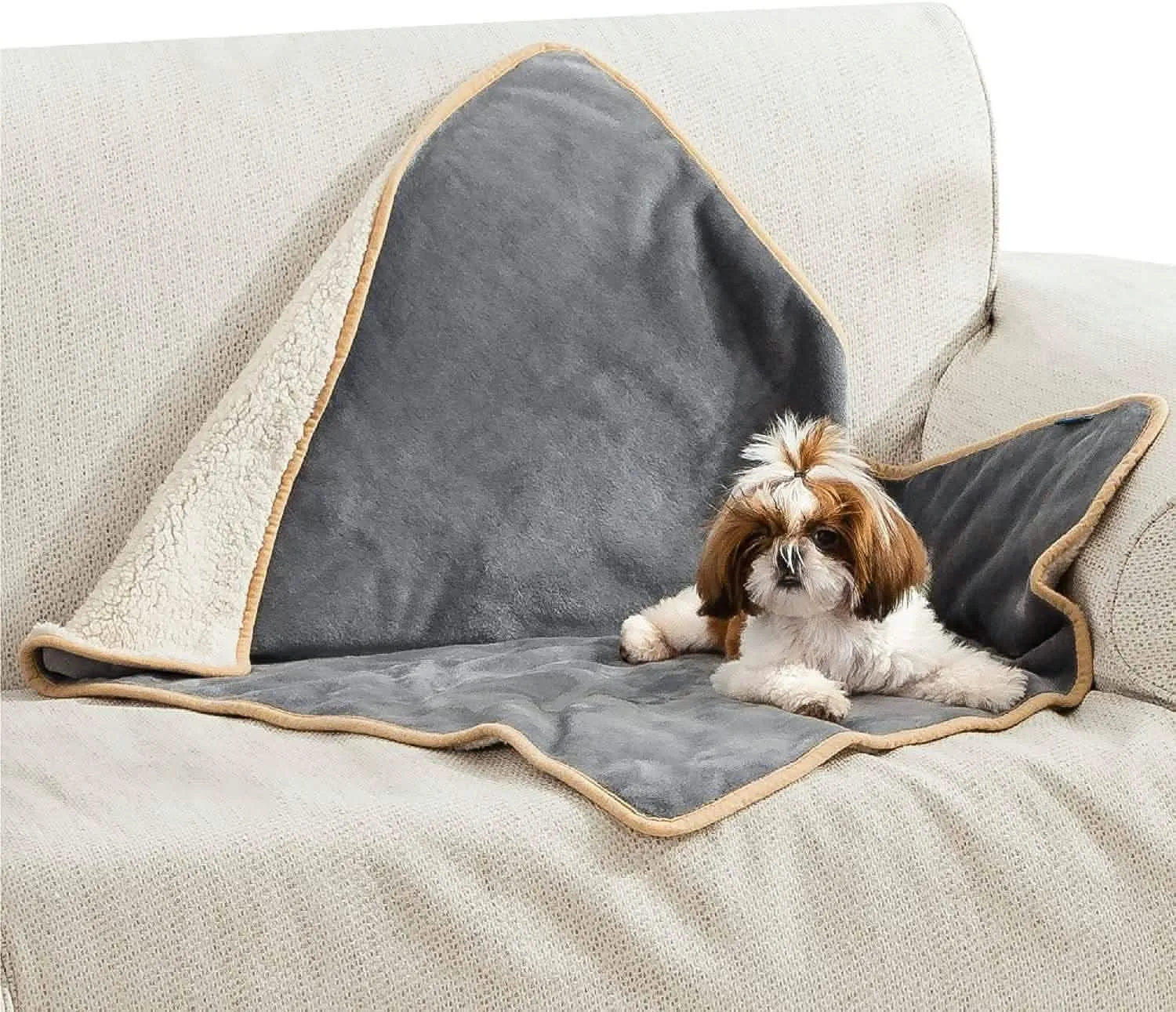 Reversible Sherpa and Microfiber Fleece Dog Blanket