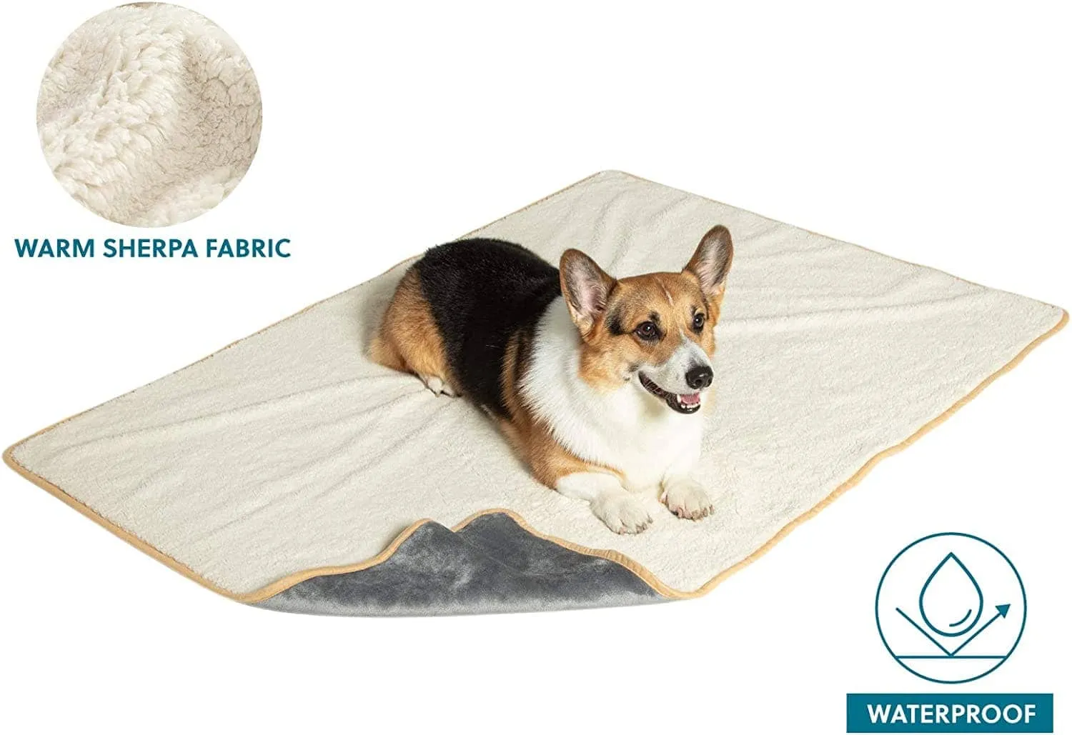 Reversible Sherpa and Microfiber Fleece Dog Blanket