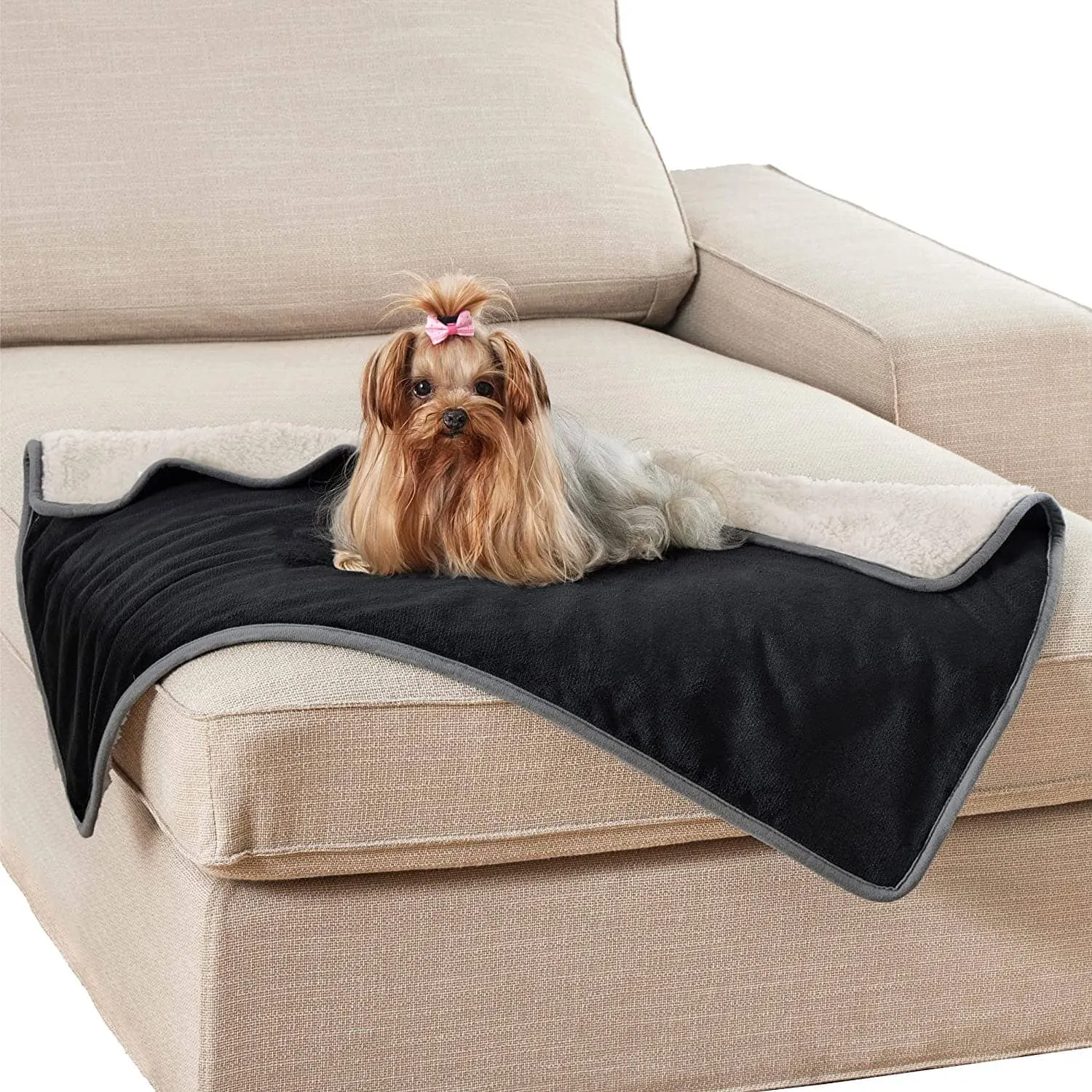 Reversible Sherpa and Microfiber Fleece Dog Blanket