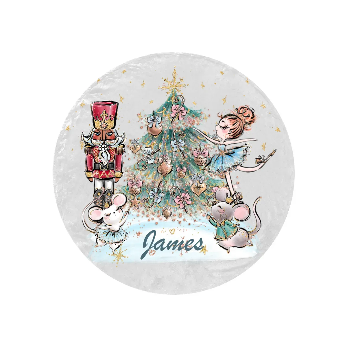 Round Blanket Ballerina Nutcracker Christmas Personalised Blanket