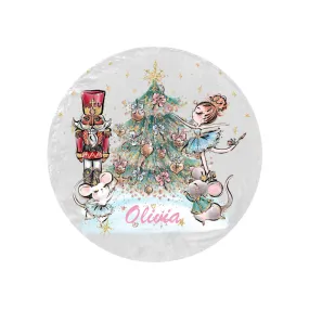 Round Blanket Ballerina Nutcracker Christmas Personalised Blanket