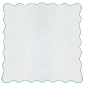 Scalloped Euro Sham, Blue / White