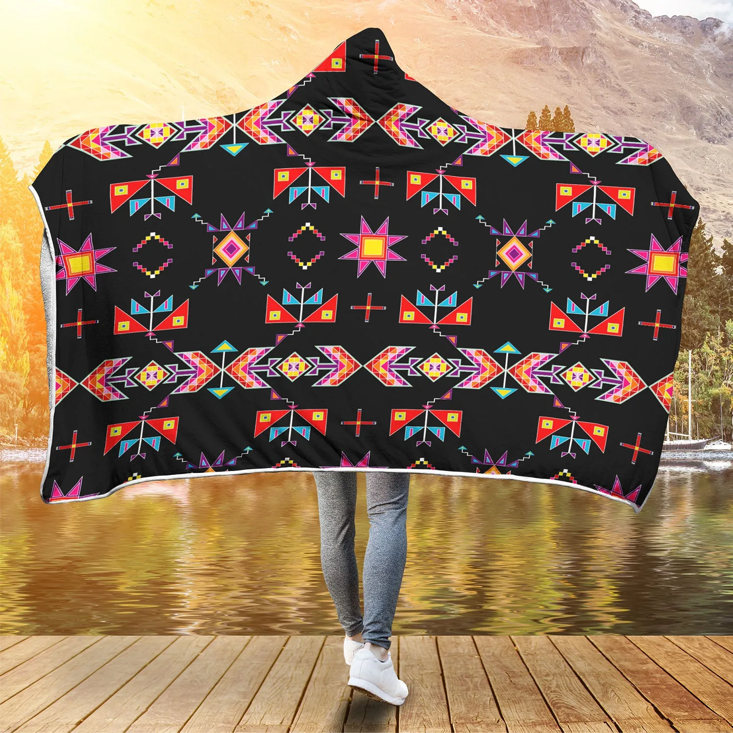 Scattered Generations Black Hooded Blanket