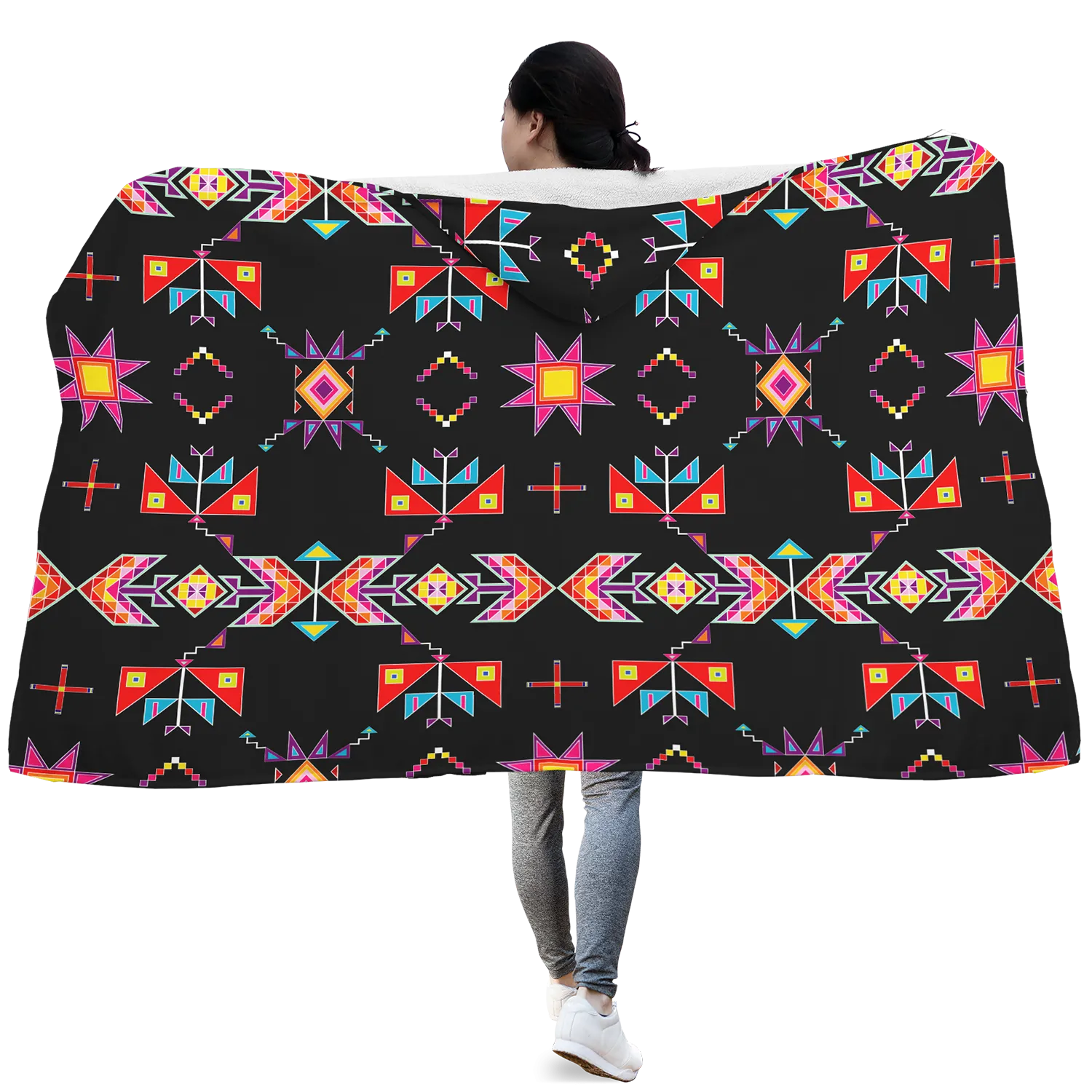 Scattered Generations Black Hooded Blanket