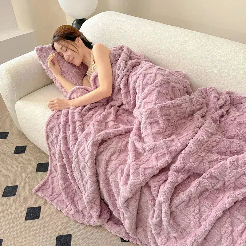 Single-layer Double-sided Tower Velvet Sofa Cover Soft Winter Blanket