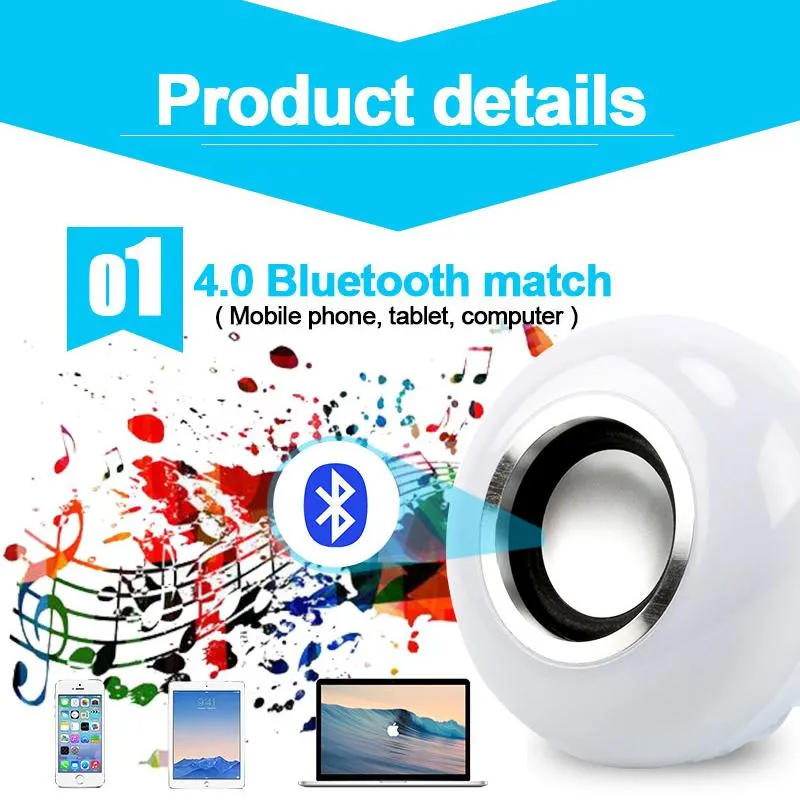 Smart E27 RGB Bluetooth Speaker LED Bulb Light 12W Music Playing Dimmable Wireless Led Lamp with 24 Keys Remote Control