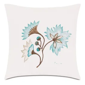 Spa Jacobean Hand-Painted Outdoor Pillow Cover 18" x 18"