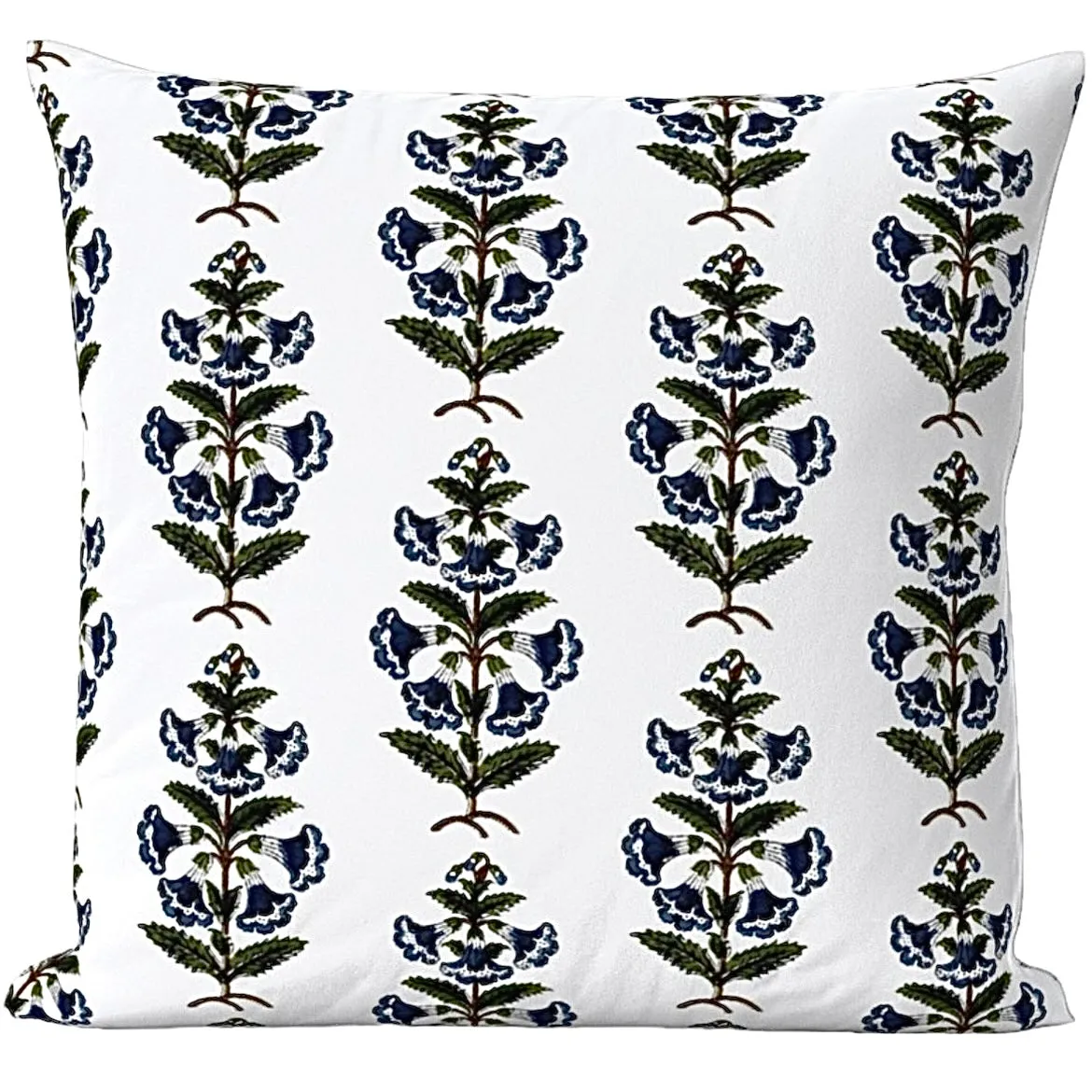 Spruce Berry Petunia Block Printed Canvas Pillow Cover: Available in 10 Sizes