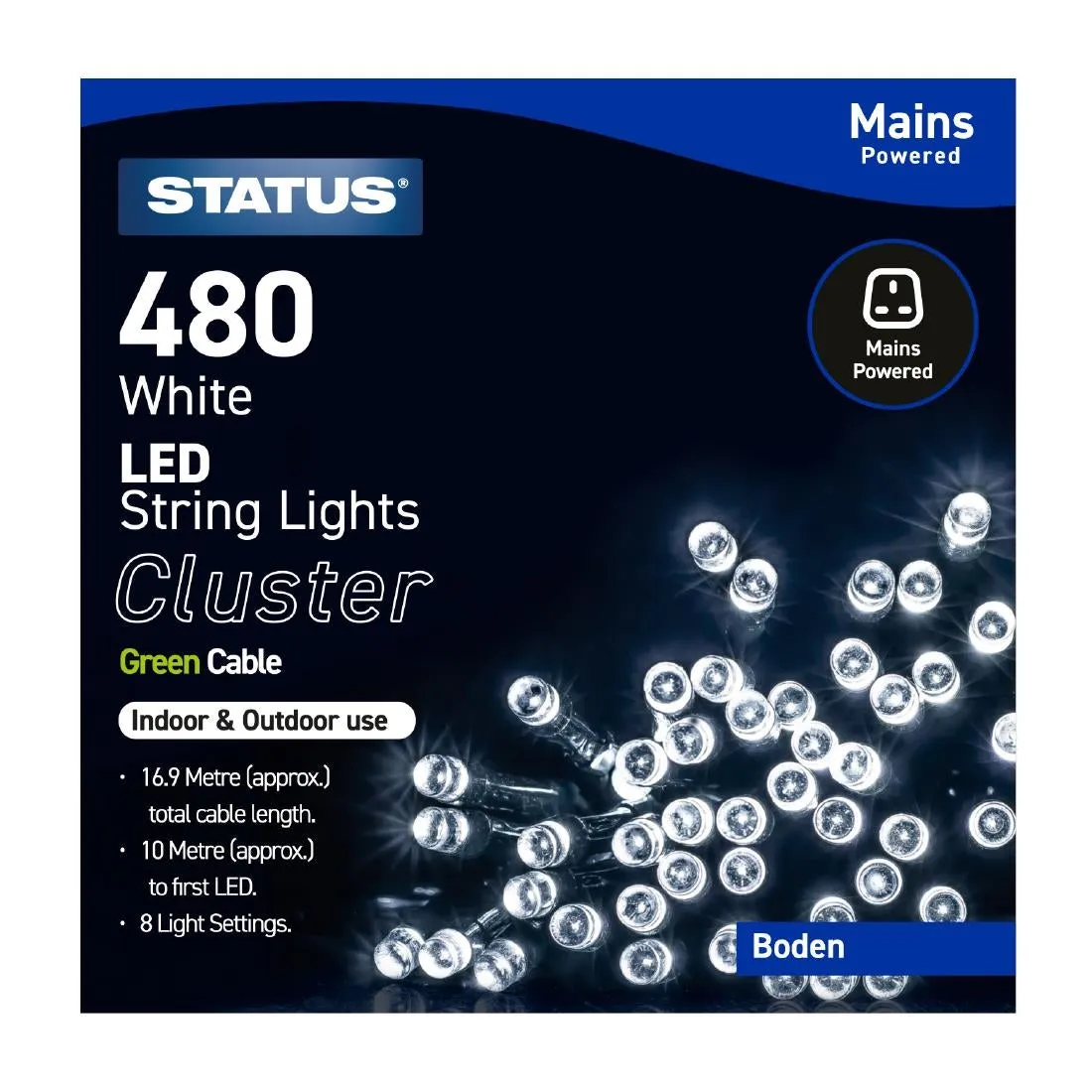 Status Boden 480 Cool White LED Indoor/Outdoor String Lights - HY746