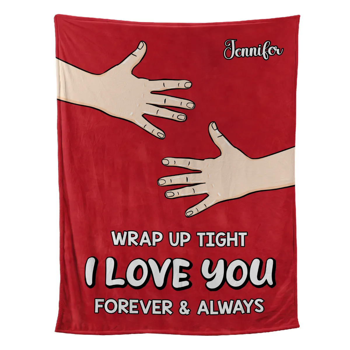 Teesdily | Personalized Hand Hugging Fleece Blanket, Wrap Up Tight I Love You Throw Blanket, Personalized Custom Warm Sofa Blanket, Gift For Lovers