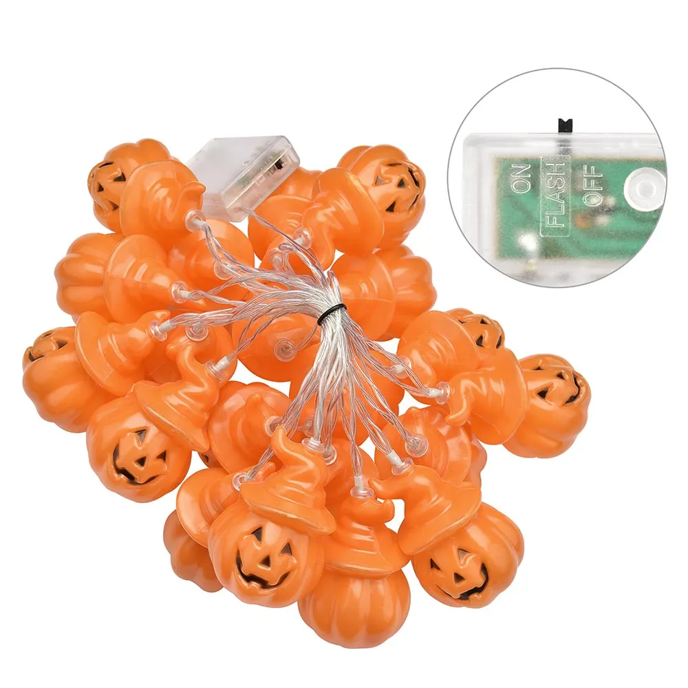 TheLAShop Halloween Fairy Light Orange Pumpkin with Hat 10ft