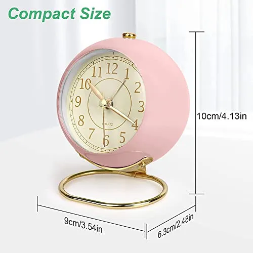 TIANYUAN Small Desk Clocks Classic Non Ticking Tabletop Alarm Clock