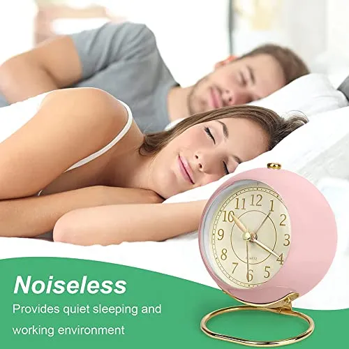 TIANYUAN Small Desk Clocks Classic Non Ticking Tabletop Alarm Clock