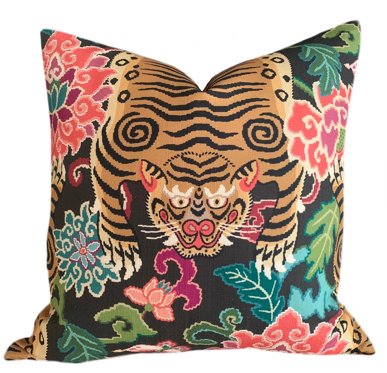 Tiger Floral Pillow Cover: Available in 10 Sizes