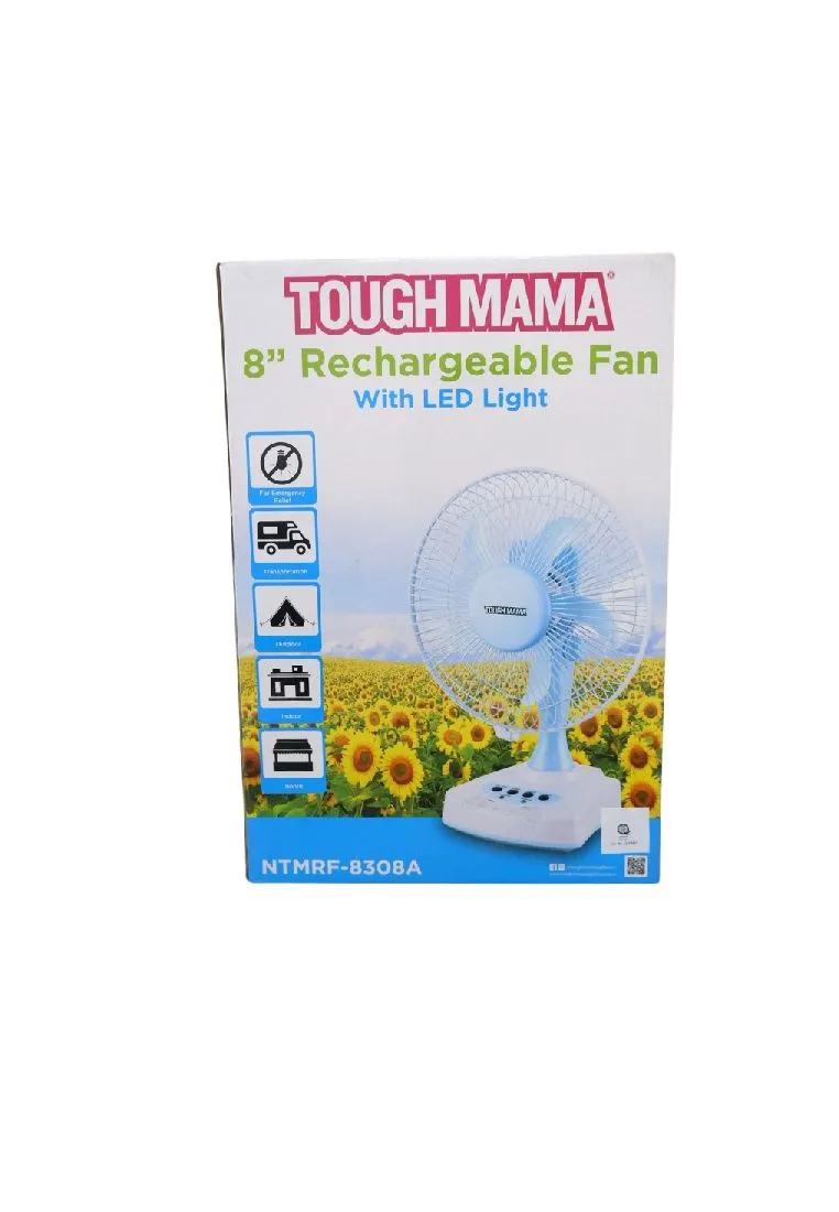 Tough Mama Rechargeable Fan With LED Light 8"