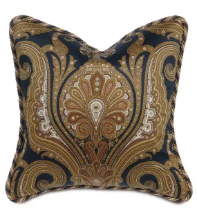 Traditional Onyx Damask Throw Pillow Cover 20x20