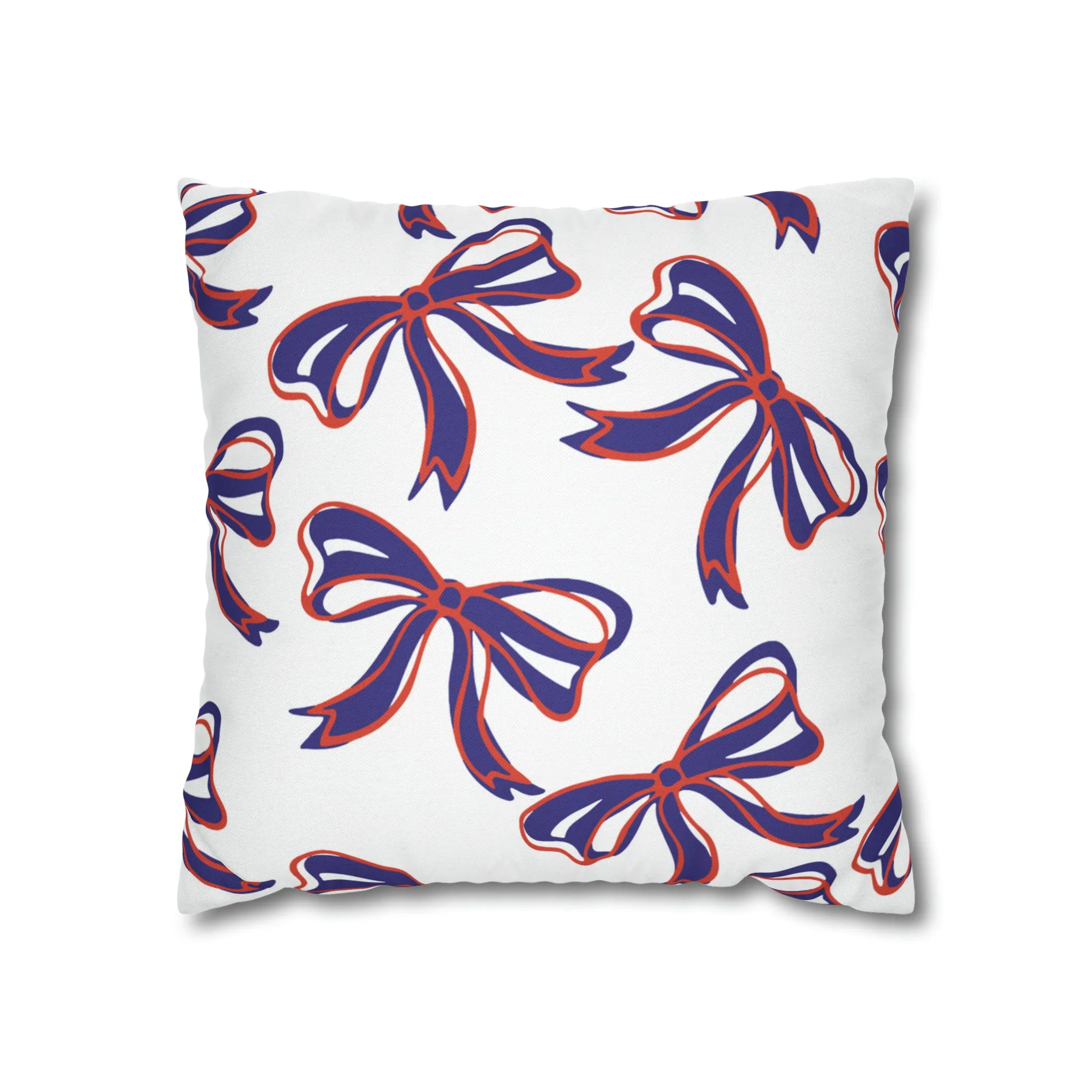 Trendy Bow College Pillow Cover - Dorm Pillow, Graduation Gift, Bed Party Gift, Acceptance Gift, College Gift, Clemson, Orange & Purple