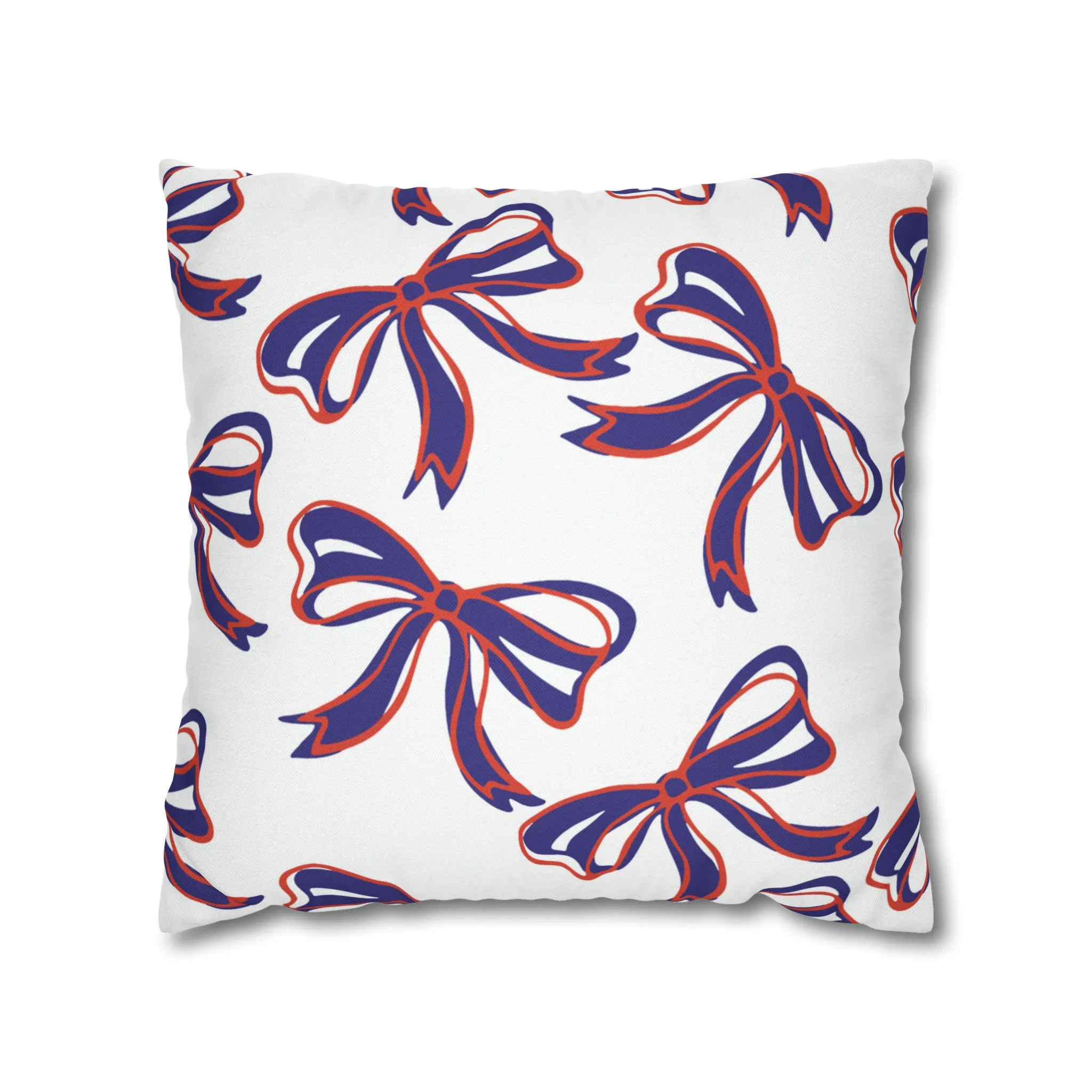 Trendy Bow College Pillow Cover - Dorm Pillow, Graduation Gift, Bed Party Gift, Acceptance Gift, College Gift, Clemson, Orange & Purple