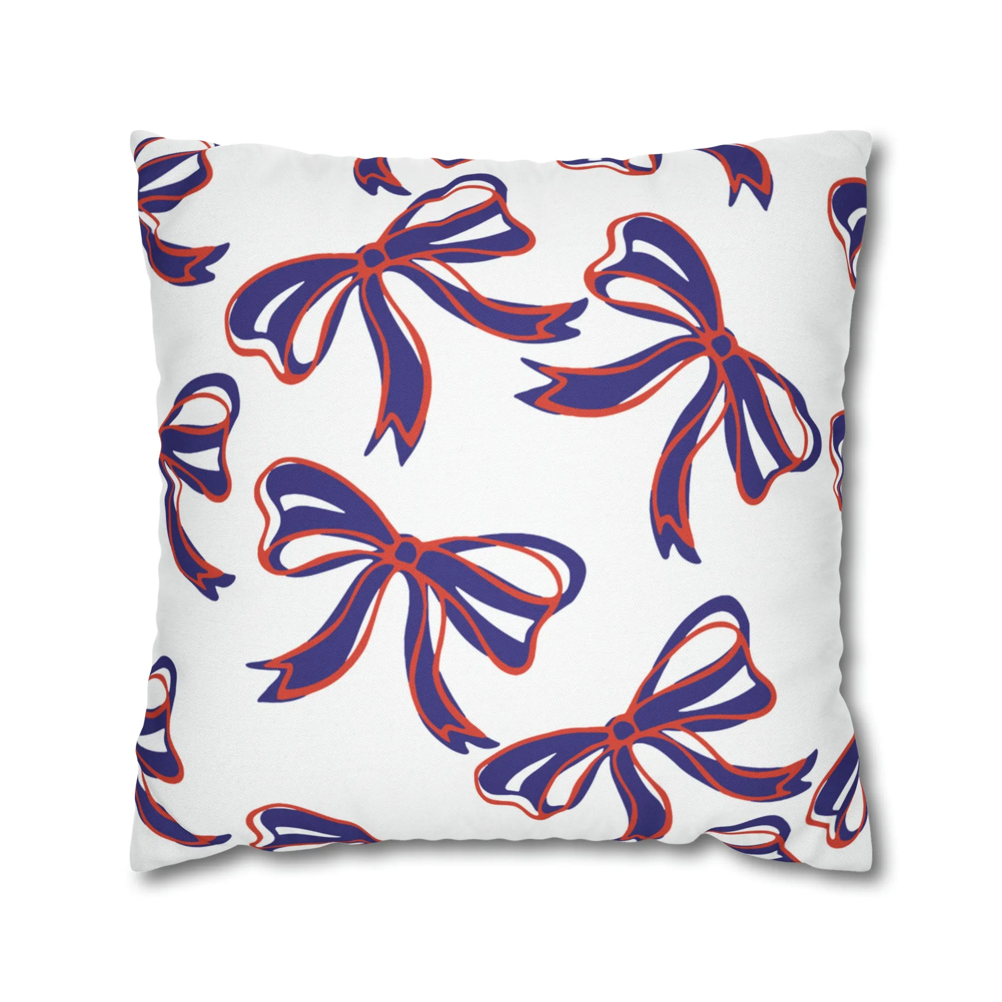 Trendy Bow College Pillow Cover - Dorm Pillow, Graduation Gift, Bed Party Gift, Acceptance Gift, College Gift, Clemson, Orange & Purple