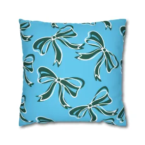 Trendy Bow College Pillow Cover - Dorm Pillow, Graduation Gift, Bed Party Gift, Acceptance Gift, College Gift, Tulane,Roll Wave,Blue & Green