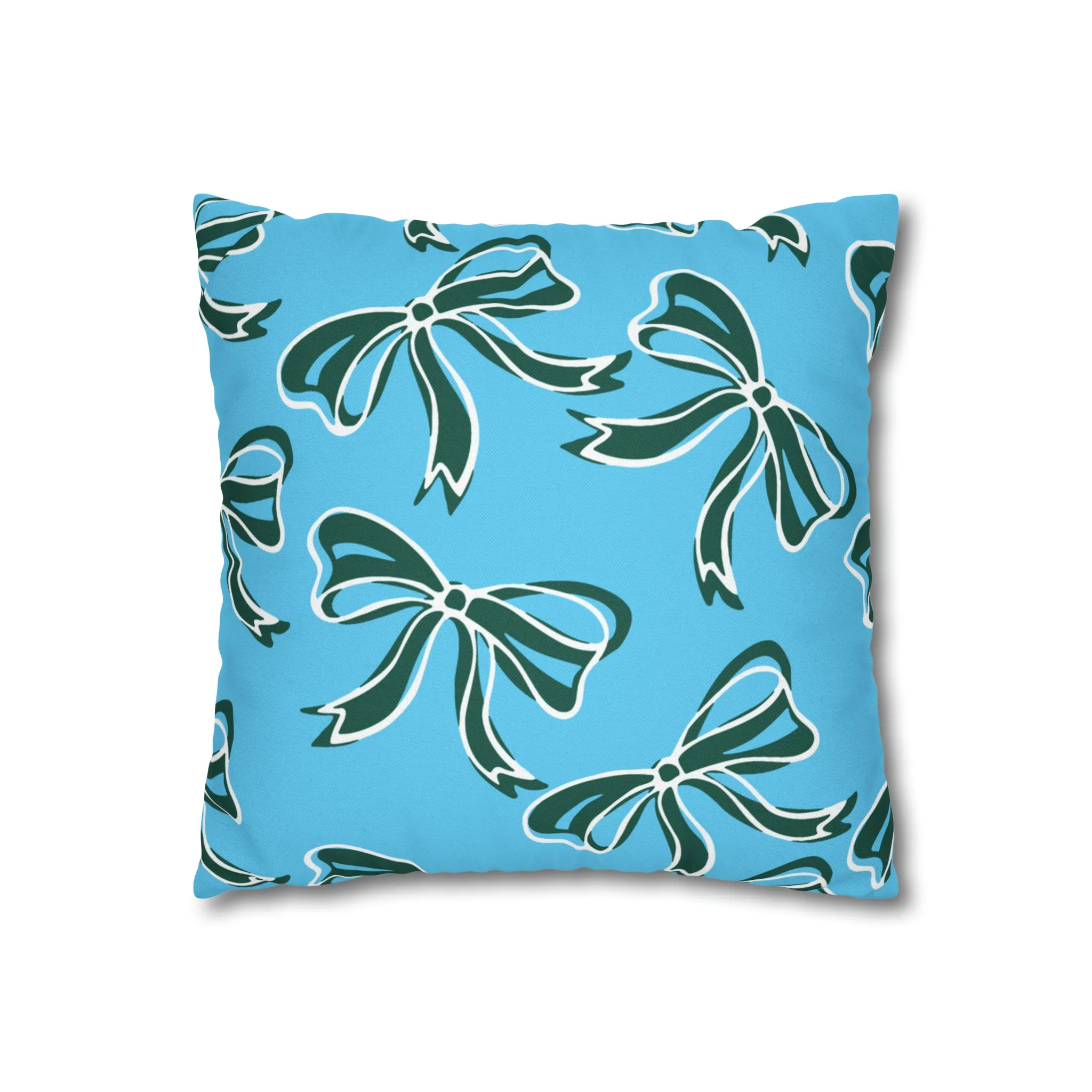 Trendy Bow College Pillow Cover - Dorm Pillow, Graduation Gift, Bed Party Gift, Acceptance Gift, College Gift, Tulane,Roll Wave,Blue & Green